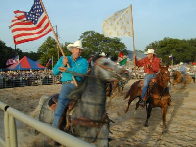 PArade of Flags in Welfare at Don Strange Ranch