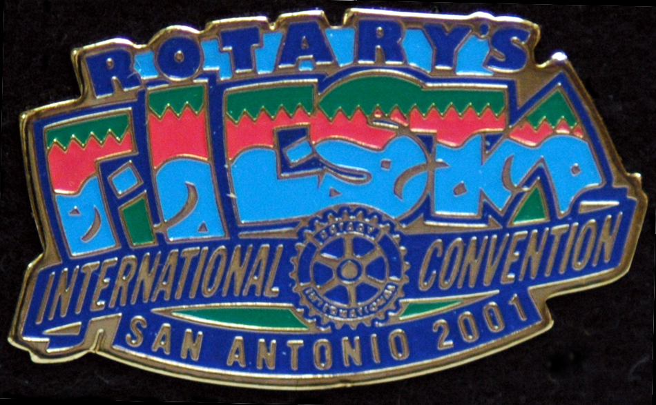 The official pin of the 2001 Rotary International Convention - Rotary's 92nd annual convention